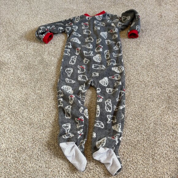 Monkey Bars Fleece Footie PJs Pyjamas 24M NEW Grey Red - Picture 7 of 7